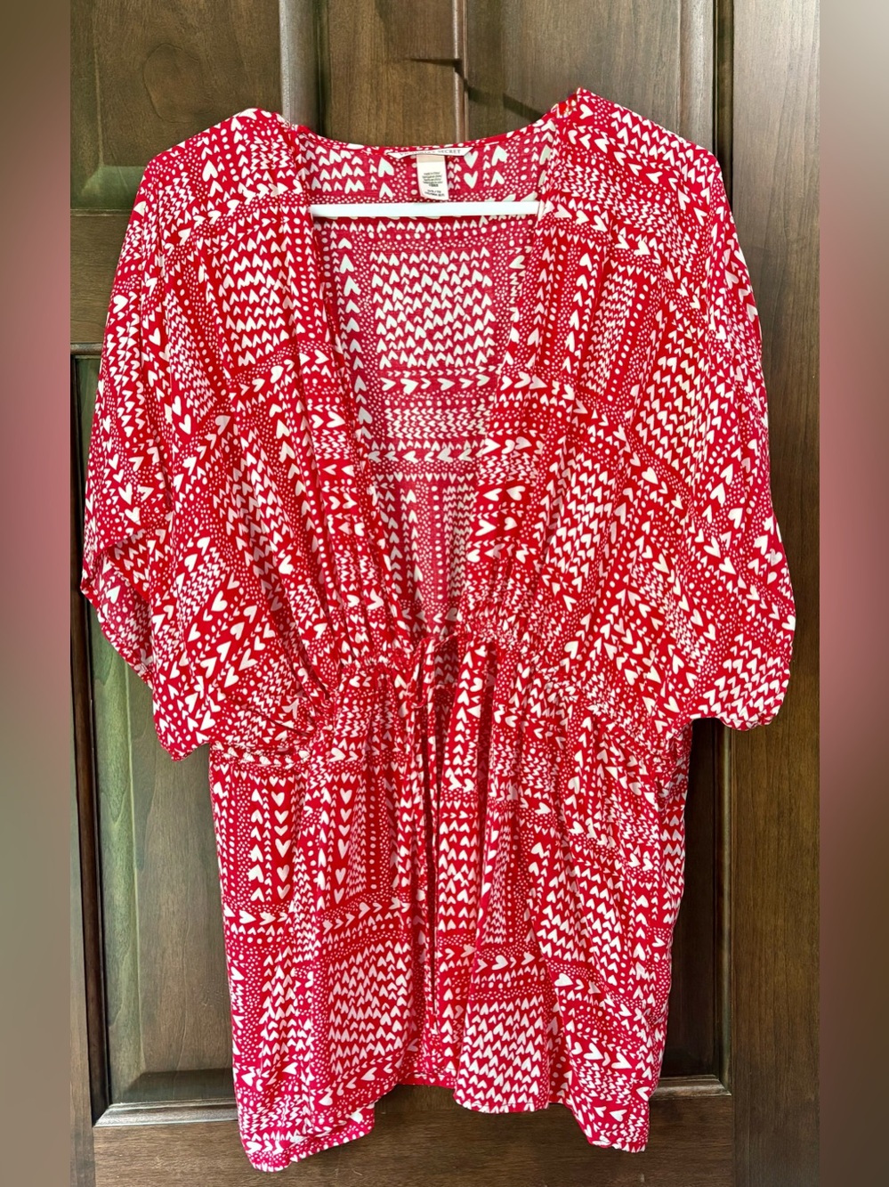 Victoria's Secret Red and White Printed Swim Coverup Tunic